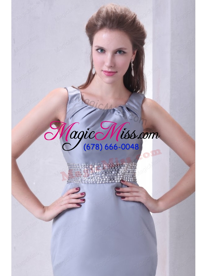 wholesale grey column scoop mini length short mother of the bride dresses with beading