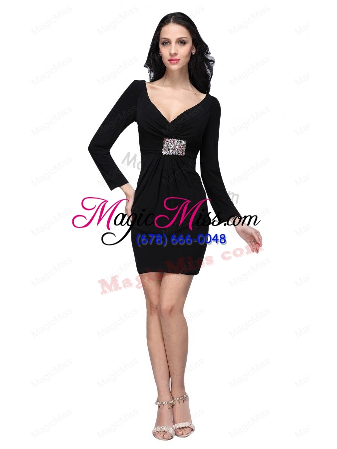 wholesale v neck black mother of the bride dresses with long sleeves