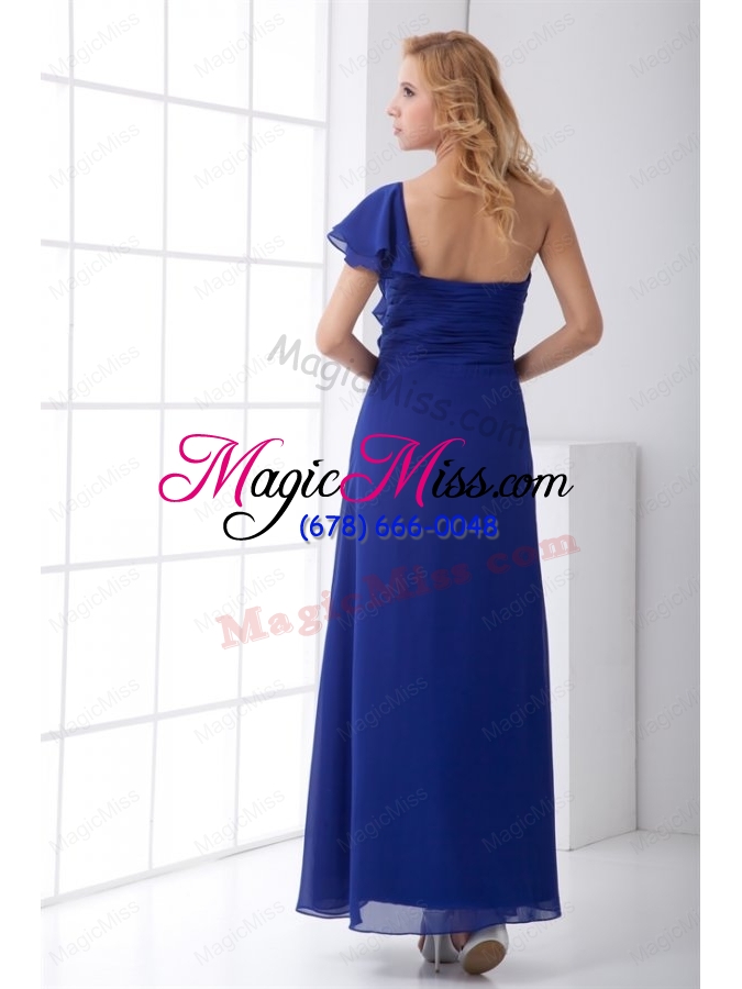 wholesale empire one shoulder chiffon blue ruching mother of the bride dresses