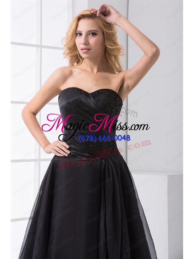 wholesale a line strapless black ankle length embroidery mother of the bride dresses