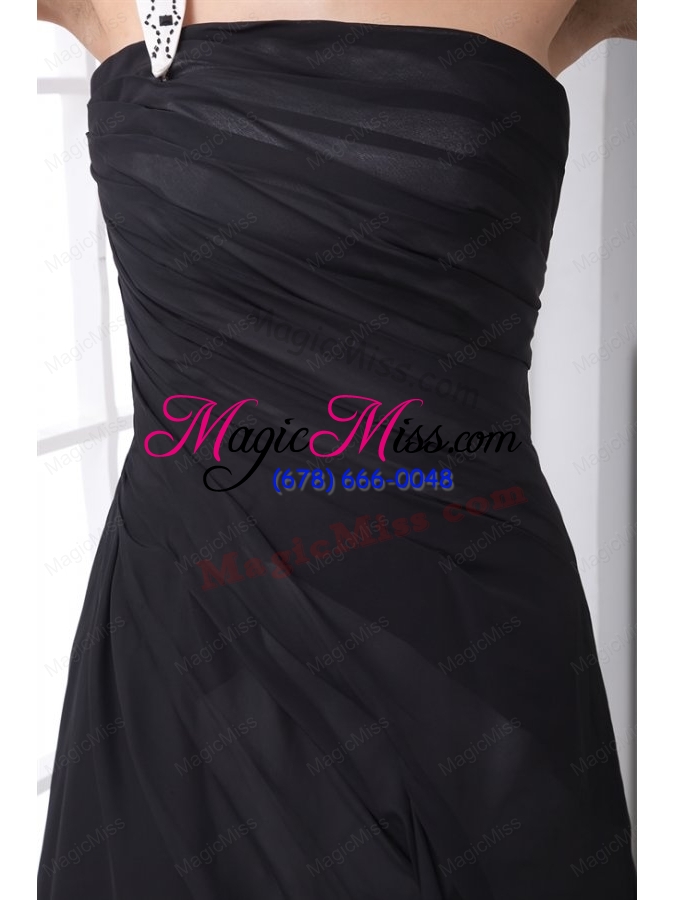 wholesale column black one shoulder chiffon ruching mother of the bride dresses