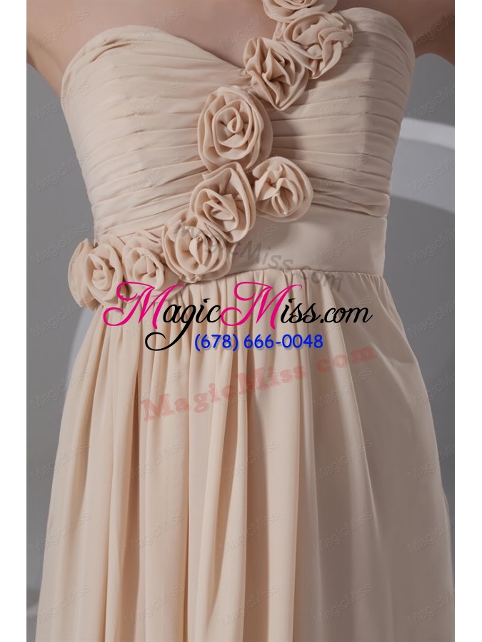 wholesale champagne empire one shoulder hand made flowers mother of the bride dresses
