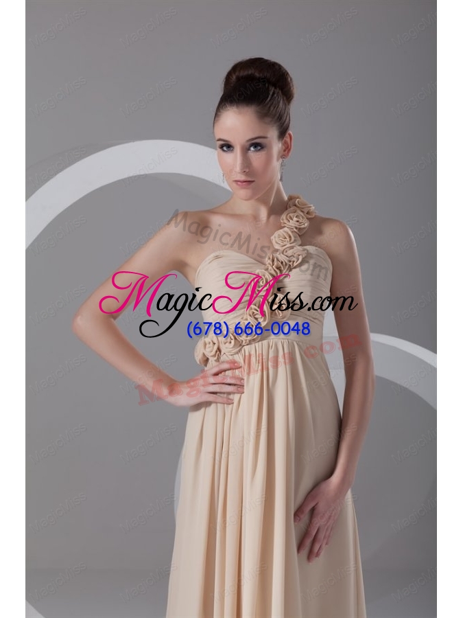 wholesale champagne empire one shoulder hand made flowers mother of the bride dresses