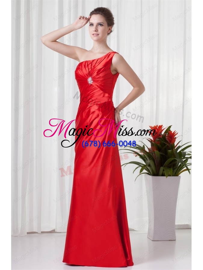 wholesale column one sholuder red taffeta ruching mother of the bride dresses