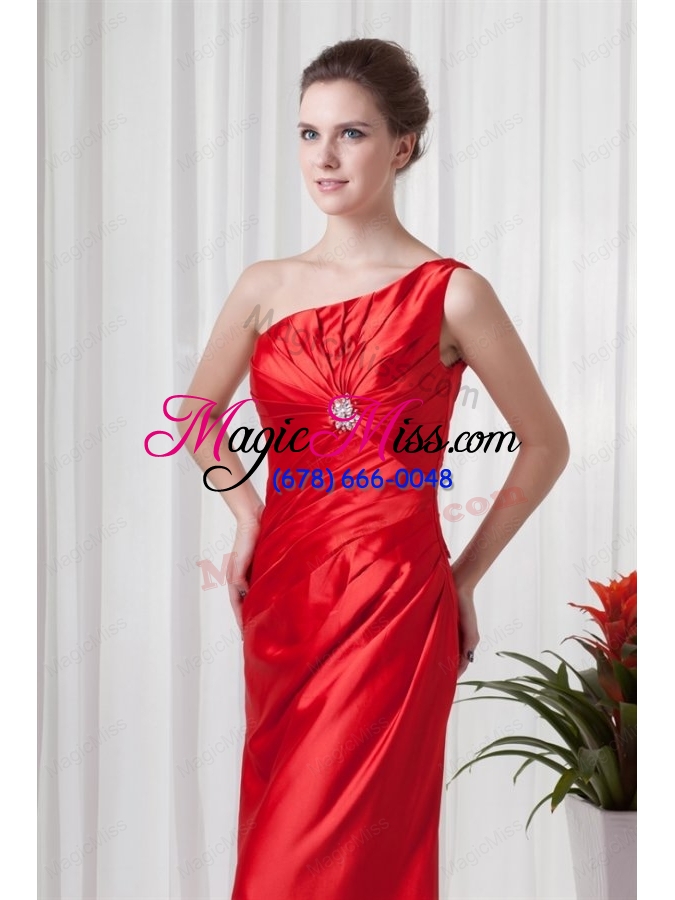 wholesale column one sholuder red taffeta ruching mother of the bride dresses