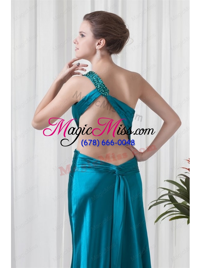 wholesale column one shulder teal ruching mother of the bride dresses with criss cross
