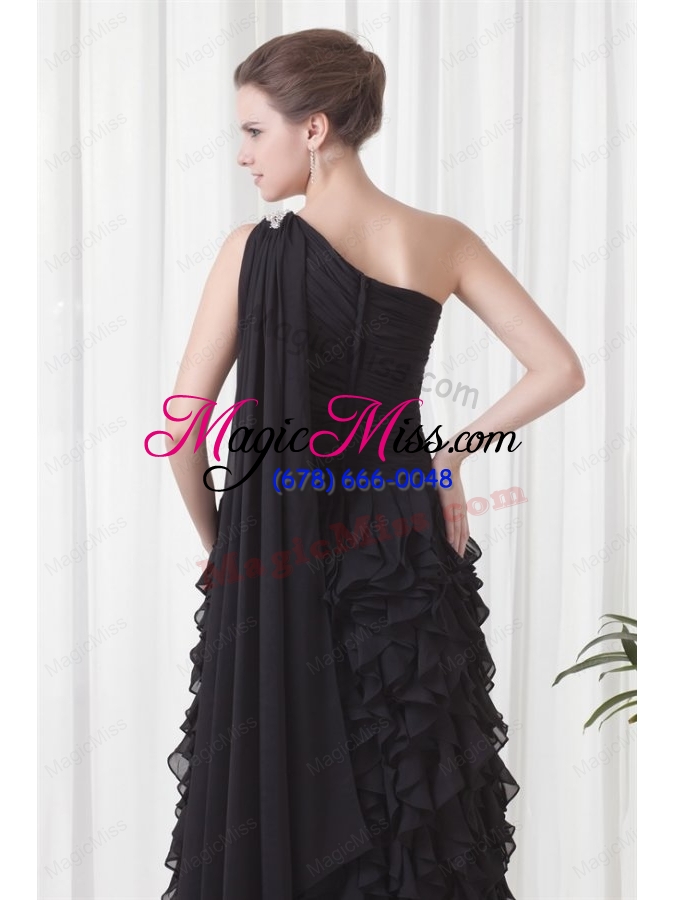 wholesale one shoulder black watteau train chiffon ruffles mother of the bride dresses