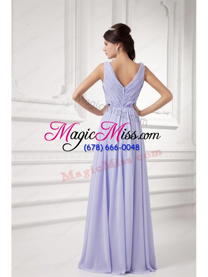 wholesale elegant empire lavender v neck long mother of the bride dresses with beading