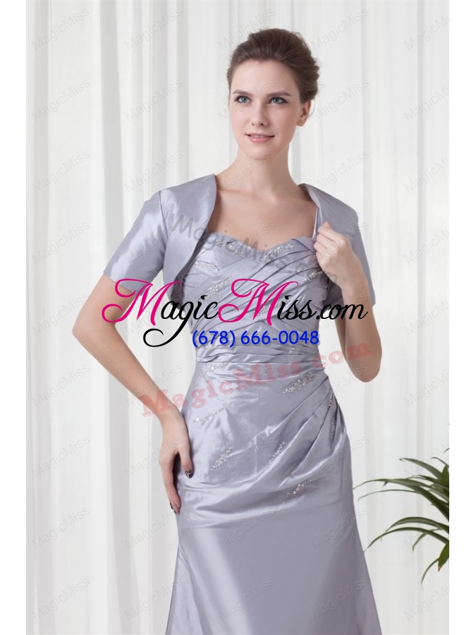 wholesale grey column straps taffeta beading and ruching mother of the bride dresses