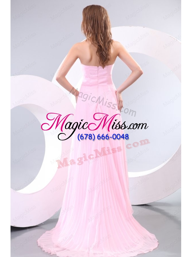 wholesale sweetheart empire baby pink high low pleats prom dress with train