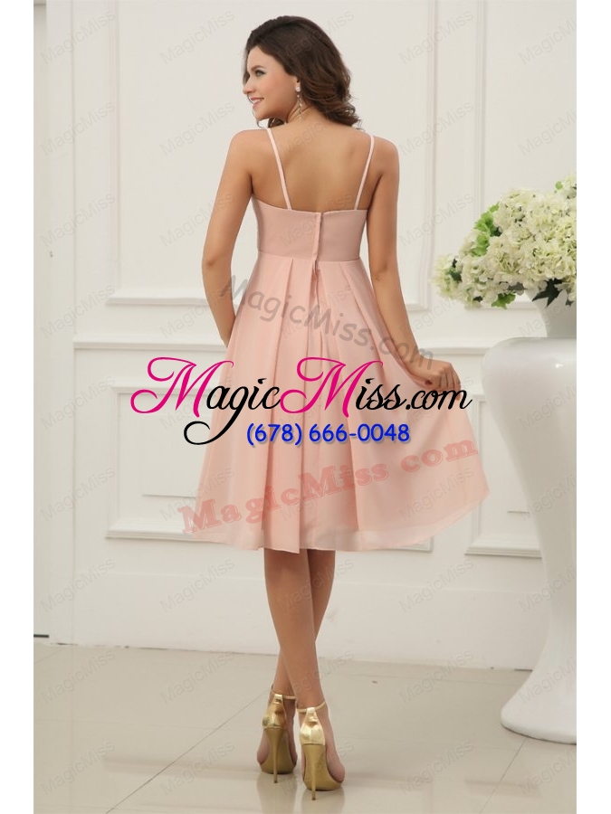 wholesale baby pink spaghetti straps chiffon prom cocktail dress