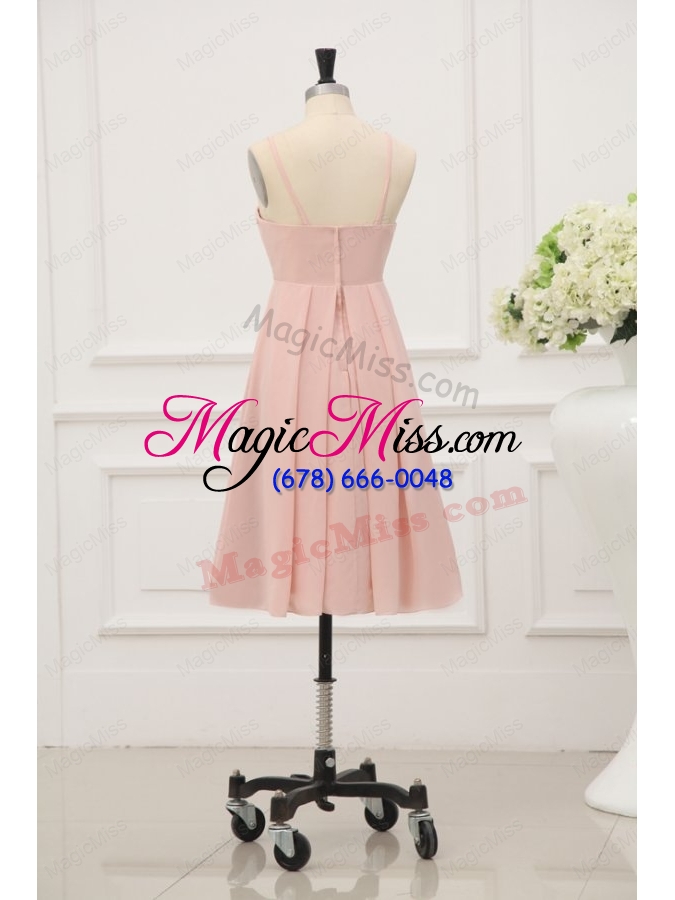 wholesale baby pink spaghetti straps chiffon prom cocktail dress