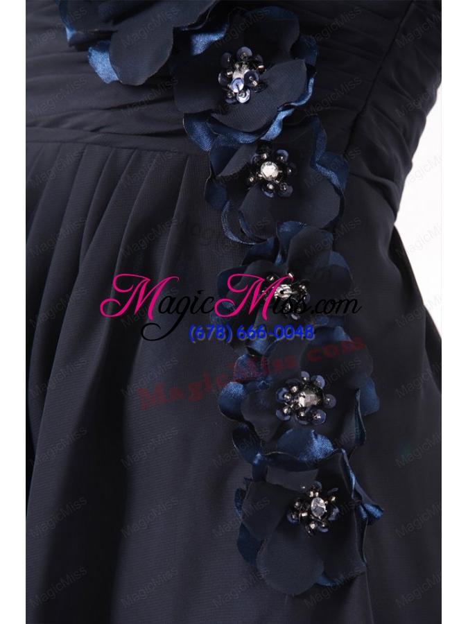 wholesale navy blue strapless hand made flowers prom dress for 2015