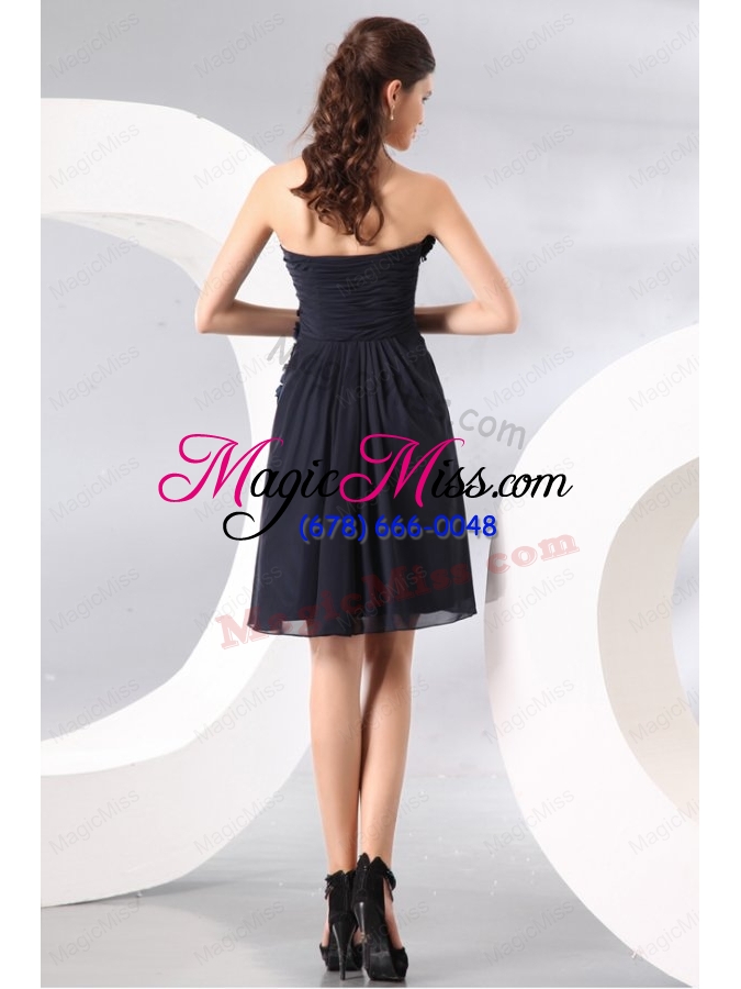 wholesale navy blue strapless hand made flowers prom dress for 2015