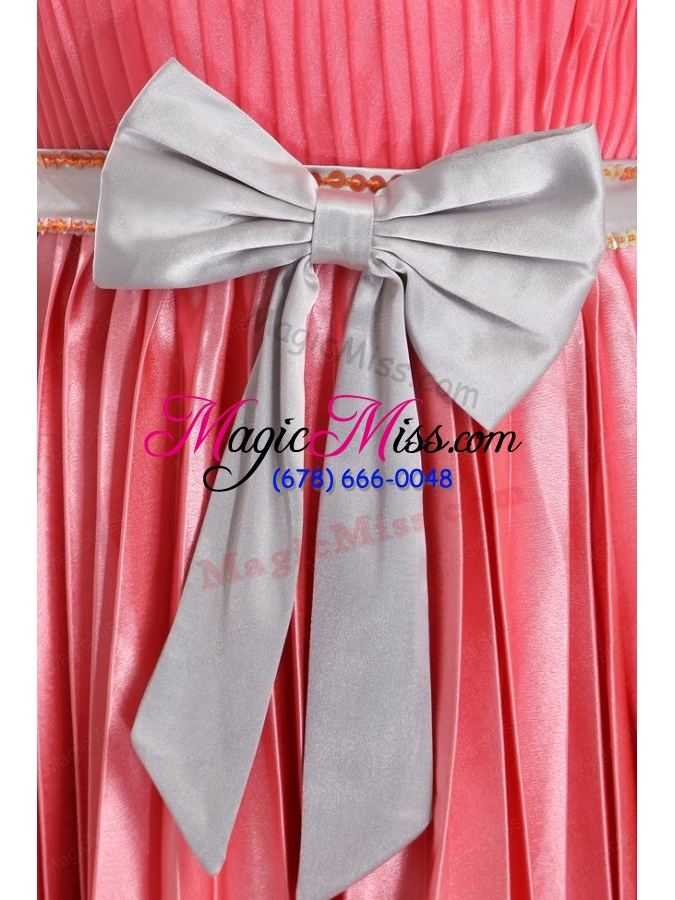 wholesale empire sashes pleats strapless watermelon red prom dress