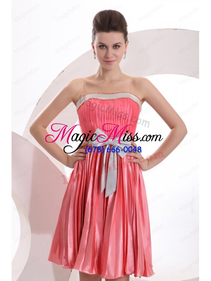wholesale empire sashes pleats strapless watermelon red prom dress