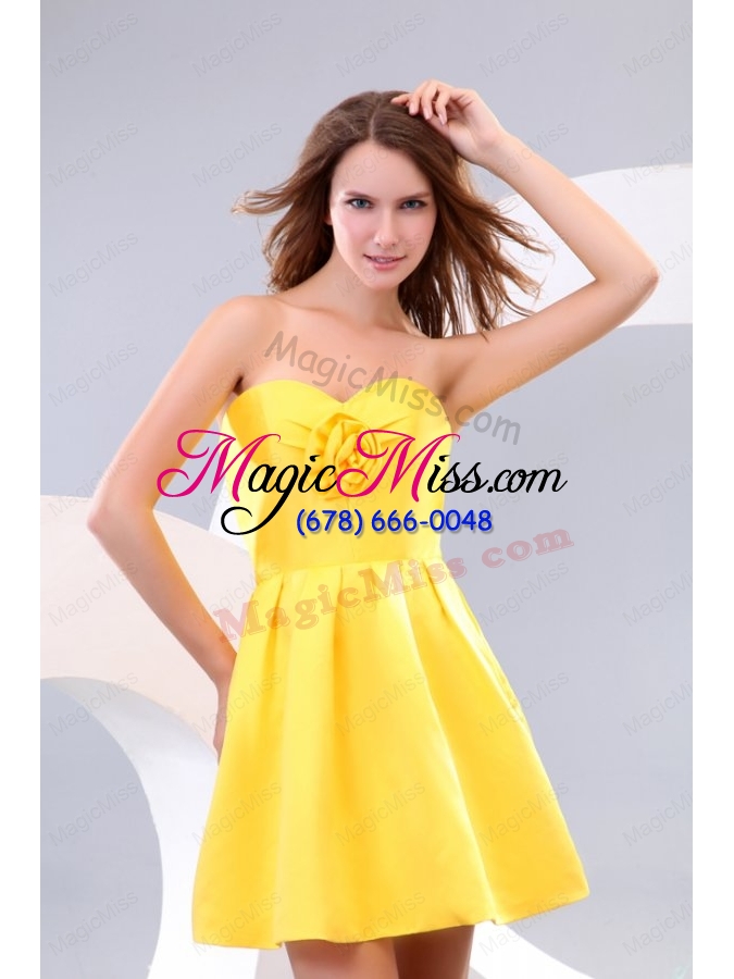 wholesale yellow sweetheart hand made flower prom dress with short