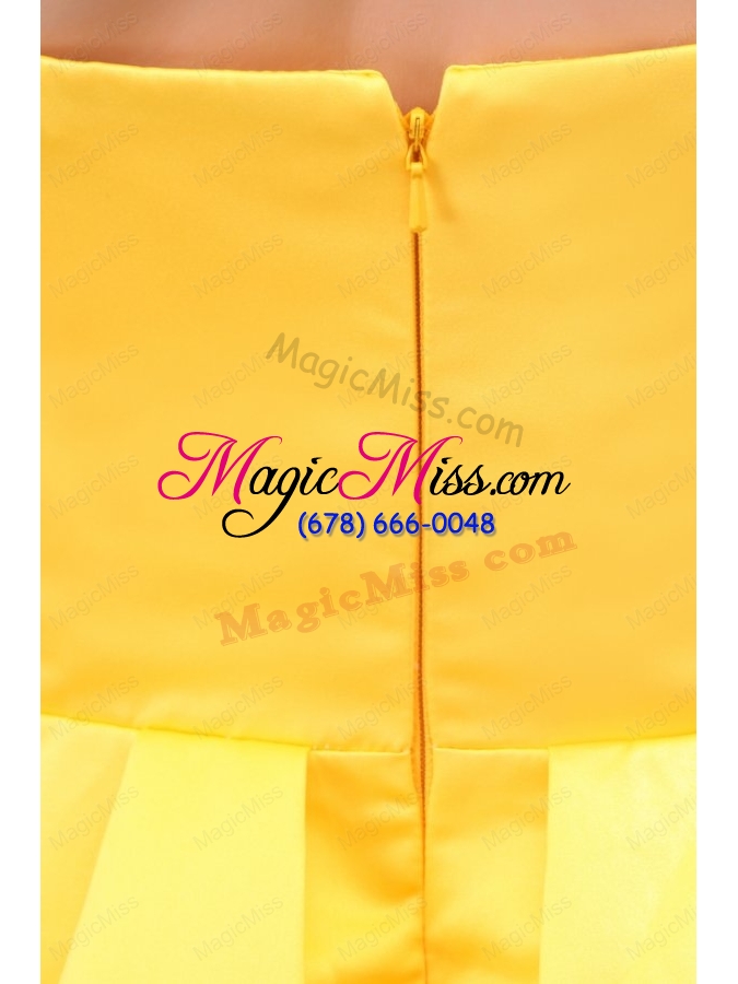 wholesale yellow sweetheart hand made flower prom dress with short