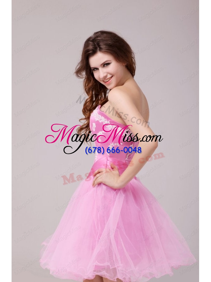 wholesale princess rose pink sweetheart appliques short prom dress