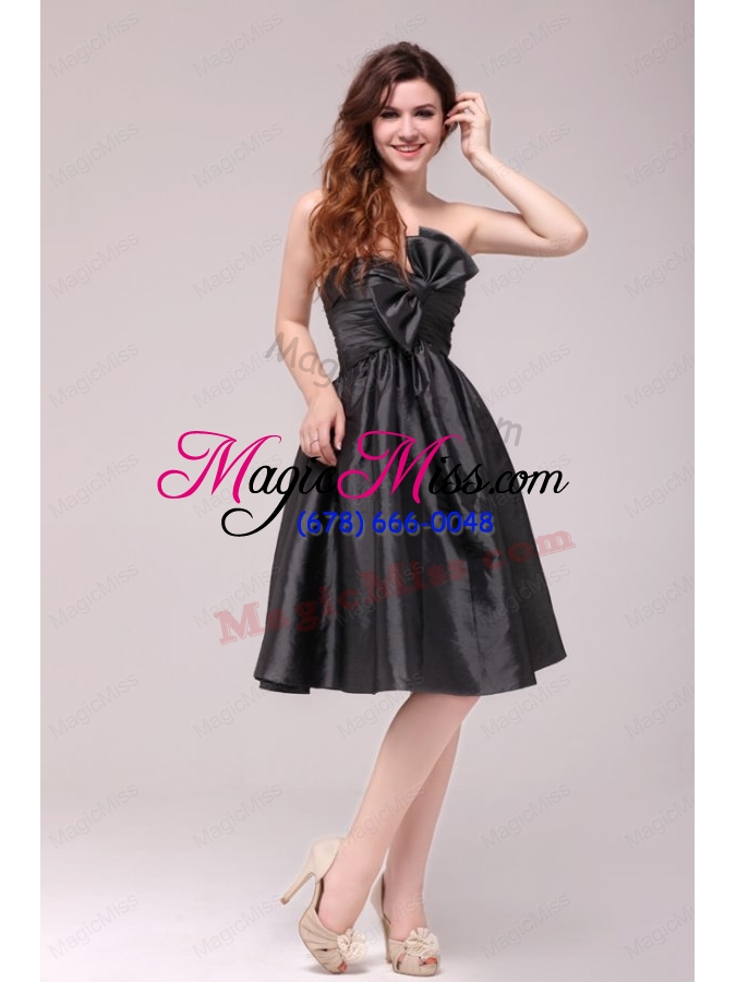 wholesale black sweetheart ruching taffeta knee length prom dress