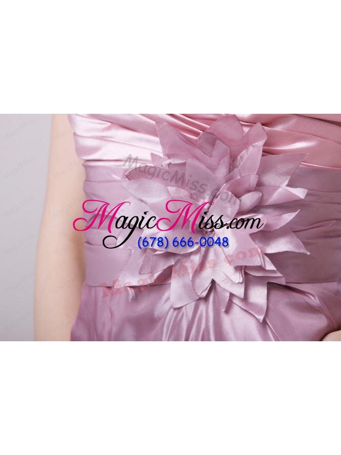 wholesale column sweetheart pink hand made flower ruching prom dress