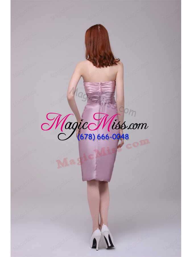 wholesale column sweetheart pink hand made flower ruching prom dress