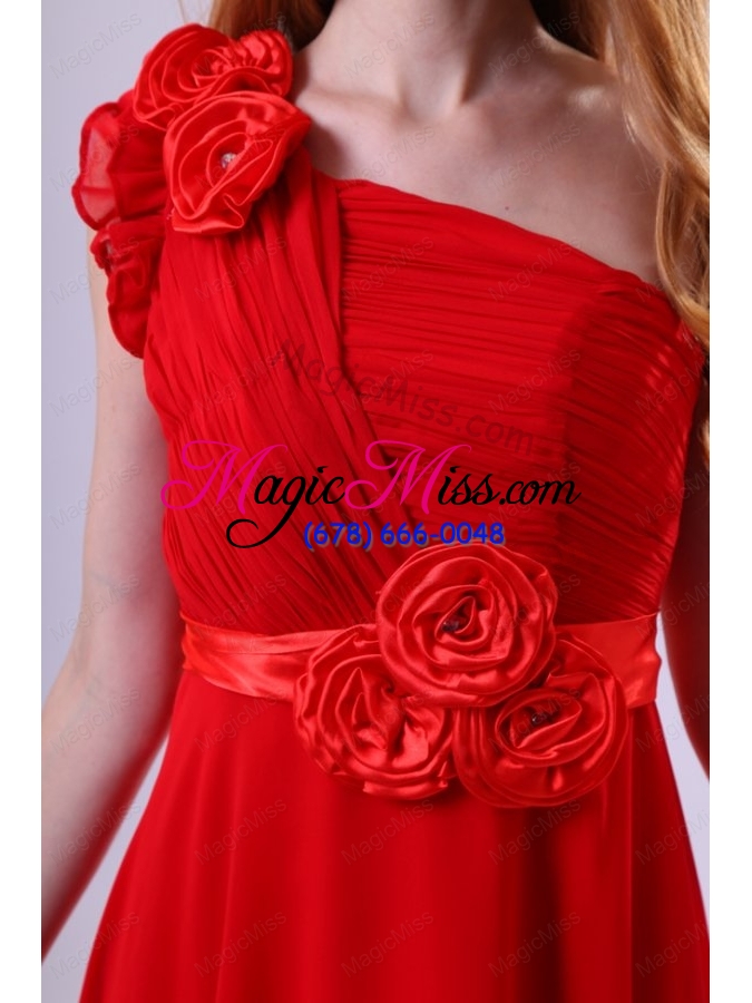 wholesale discount empire one shoulder red ruching chiffon prom dress