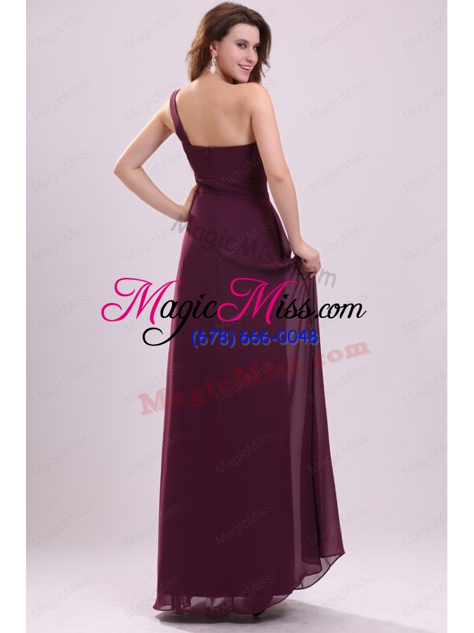 wholesale simple empire ruching purple long prom dress one shoulder