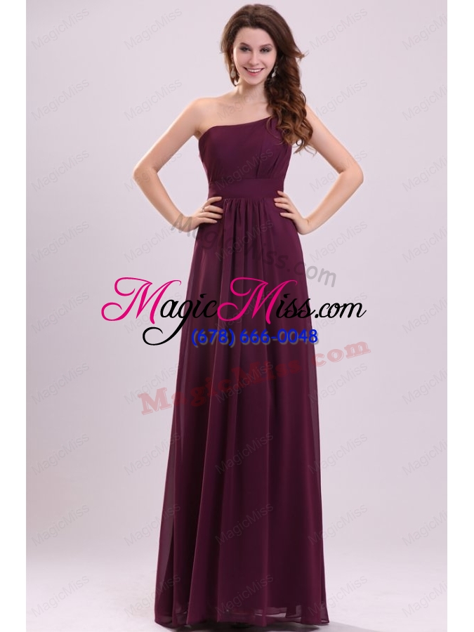 wholesale simple empire ruching purple long prom dress one shoulder
