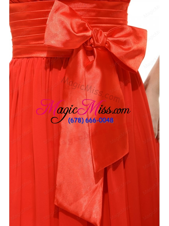wholesale empire orange red one shoulder ruching chiffon prom dress