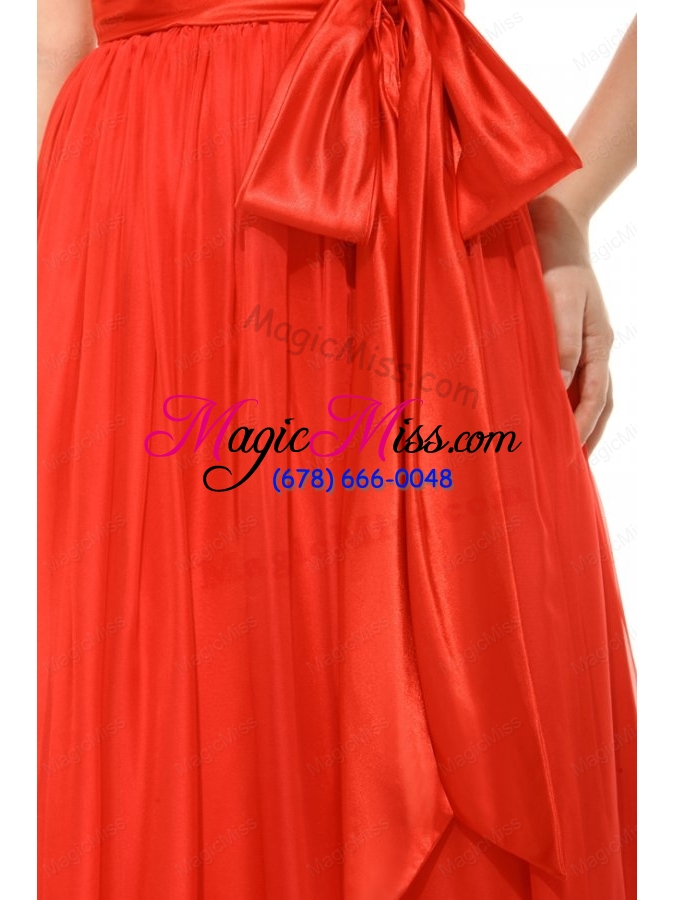 wholesale empire organe red v neck ruching chiffon prom dress