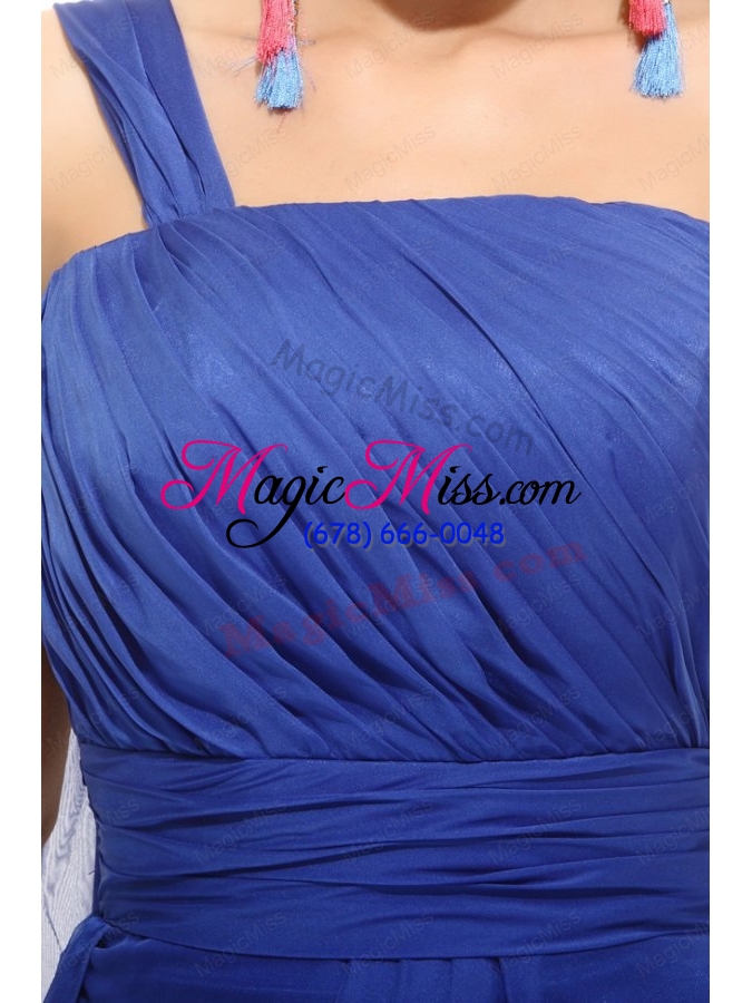 wholesale empire one shoulder blue asymmetrical ruching prom dress