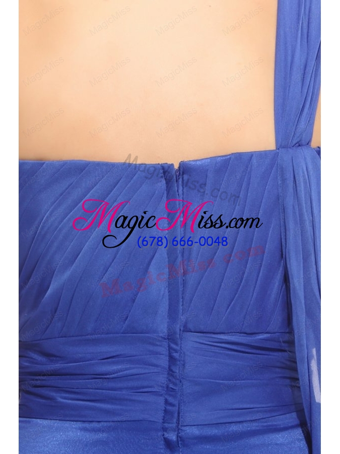 wholesale empire one shoulder blue asymmetrical ruching prom dress