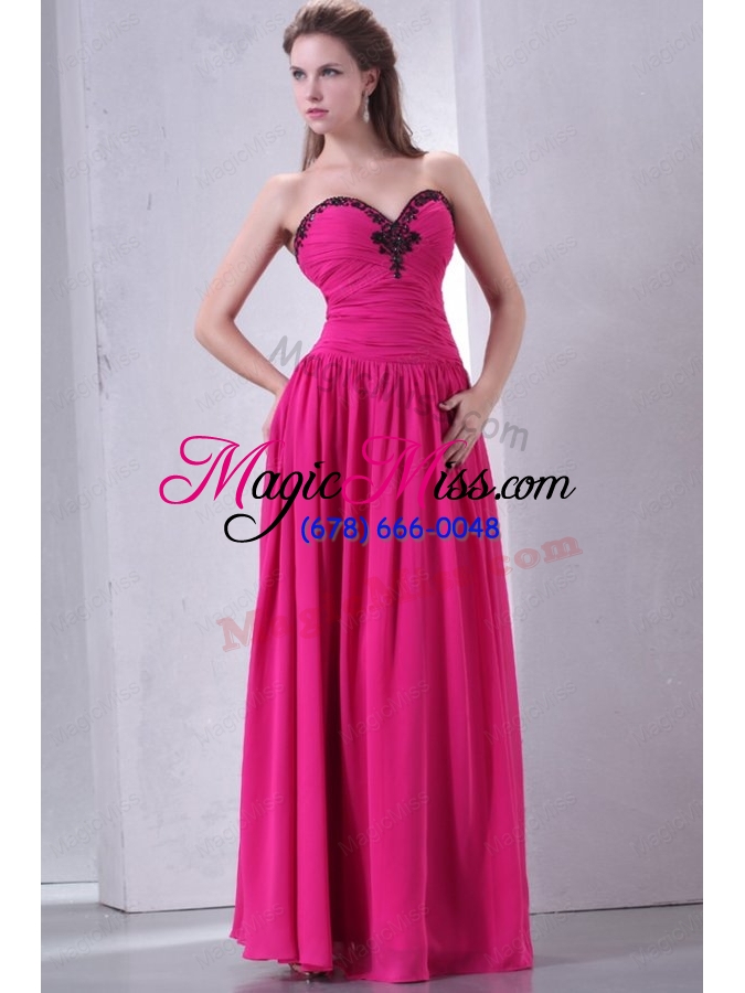 wholesale hot pink empire sweetheart prom dress with beading