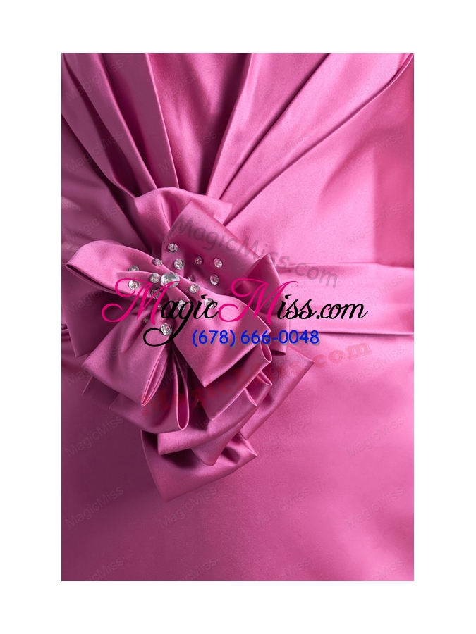 wholesale column strapless rose pink ruching taffeta mini length prom dress
