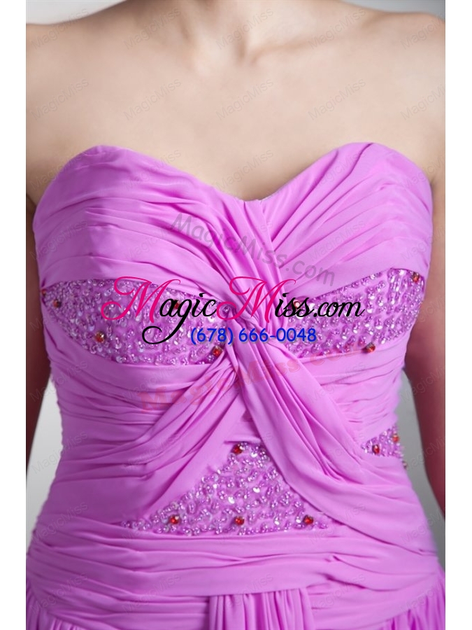 wholesale elegant empire sweetheart floor length lilac beading chiffon prom dress