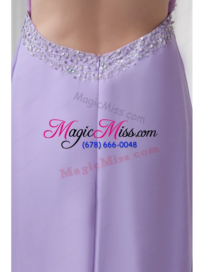 wholesale elegant empire strapless court train beading lavender prom dress with backless