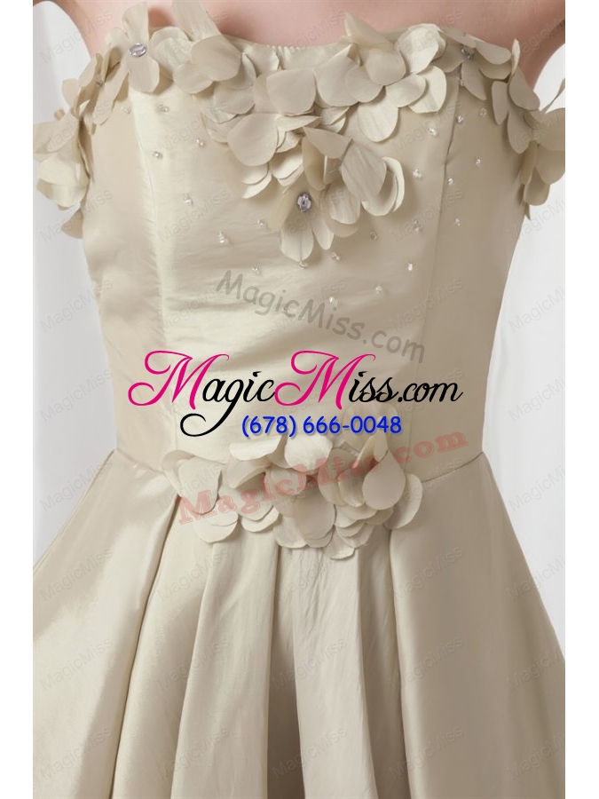 wholesale column sweetheart chiffon spring green ruching and hand made flowers prom dress