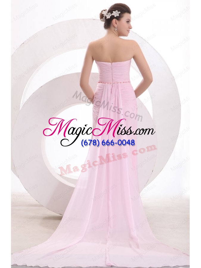 wholesale sweetheart empire beaded decorate watteau train prom dress in baby pink