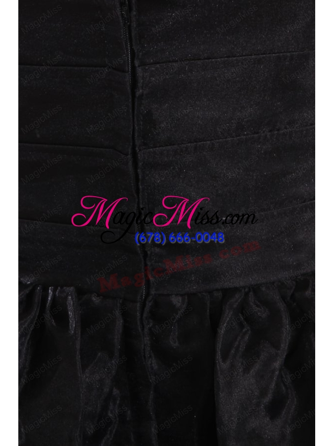 wholesale a line strapless black organza knee-length prom dress