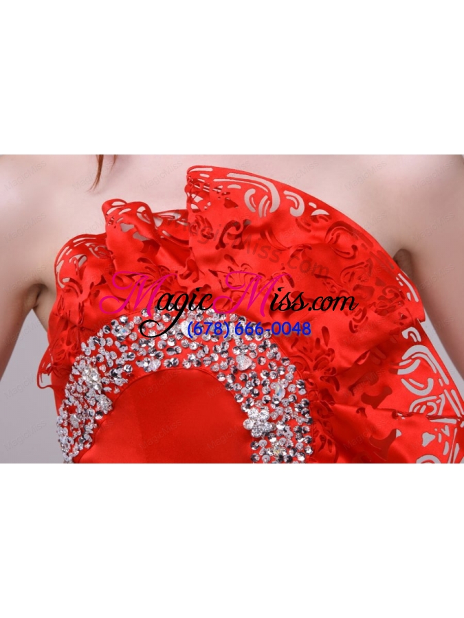 wholesale column wine red strapless beading and ruching prom dress