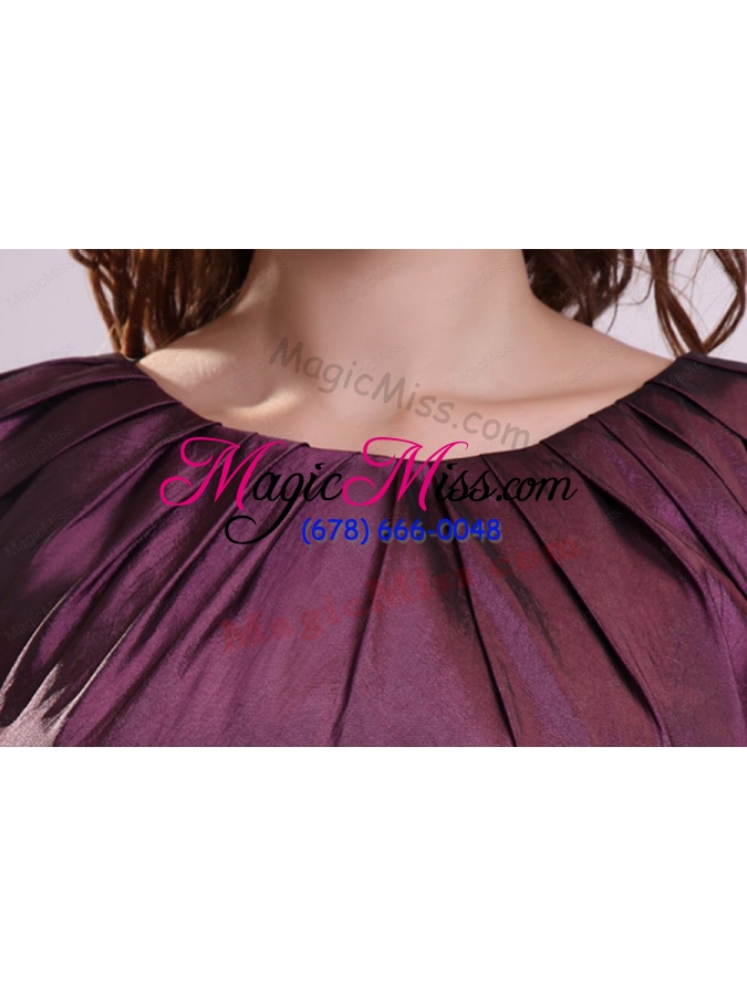 wholesale purple a line scoop tea length prom dress with beading