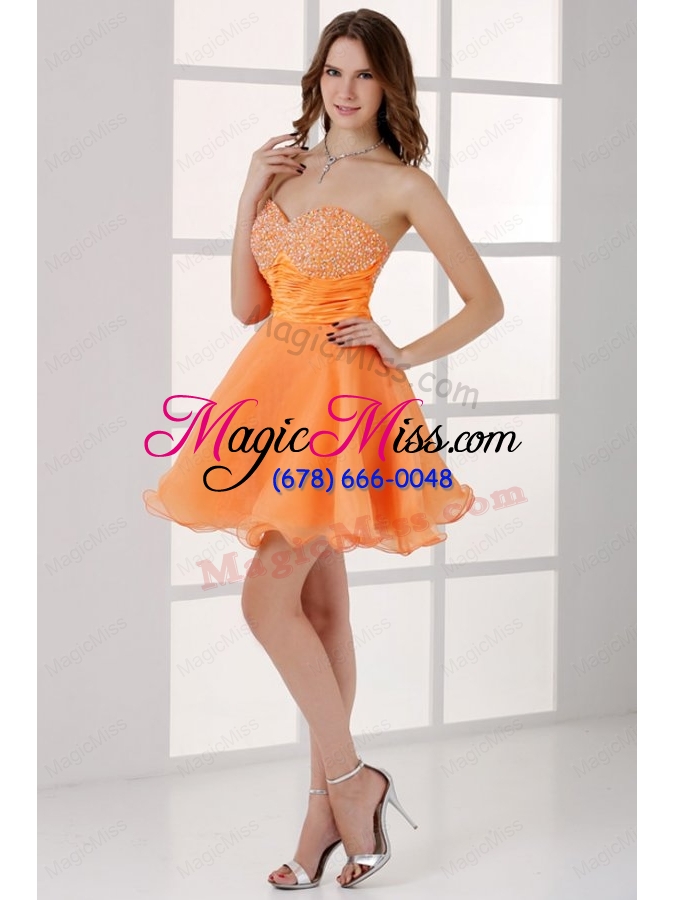 wholesale orange sweetheart beaded short prom dress mini length