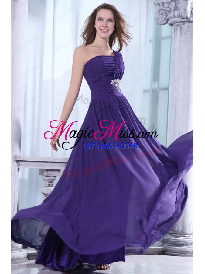 wholesale empire one shoulder prom dress with beading and ruching