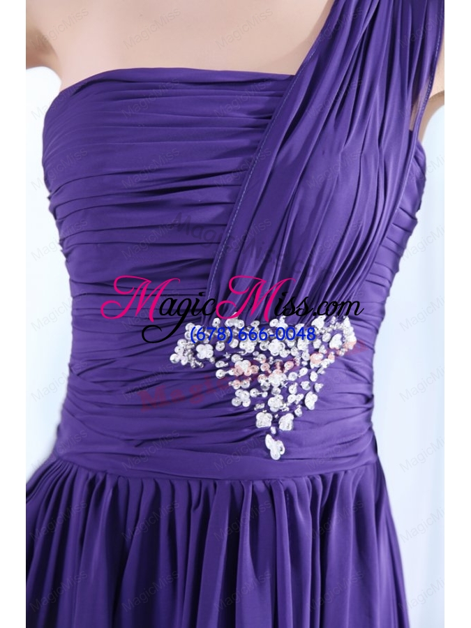 wholesale empire one shoulder prom dress with beading and ruching