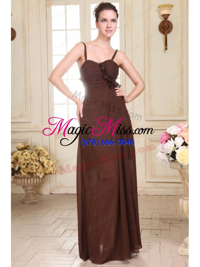 wholesale sweetheart hand made flowers chiffon prom dress with detachable straps