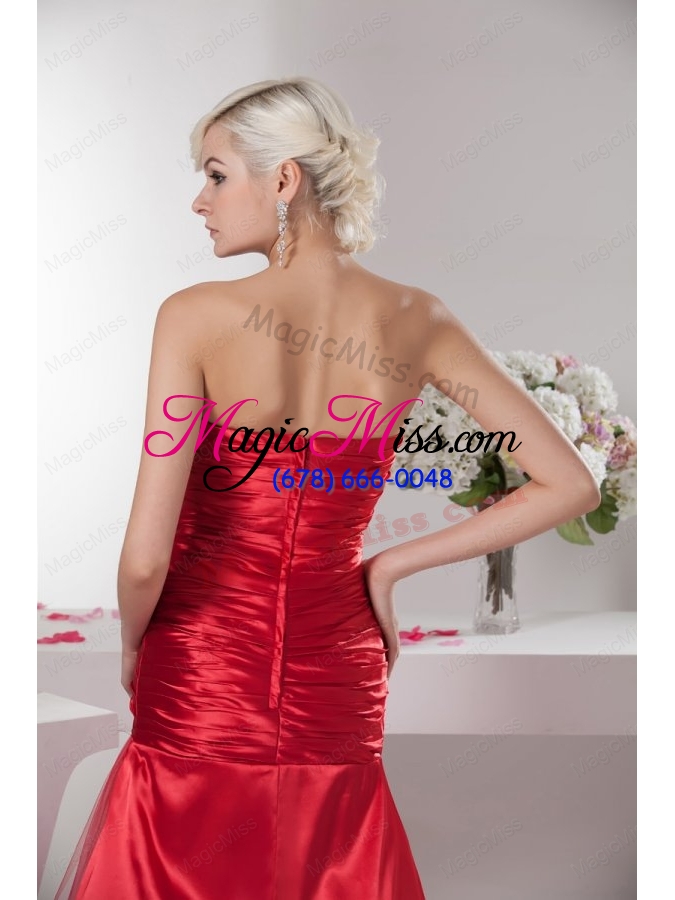 wholesale red sweetheart column floor length ruching taffeta prom dress