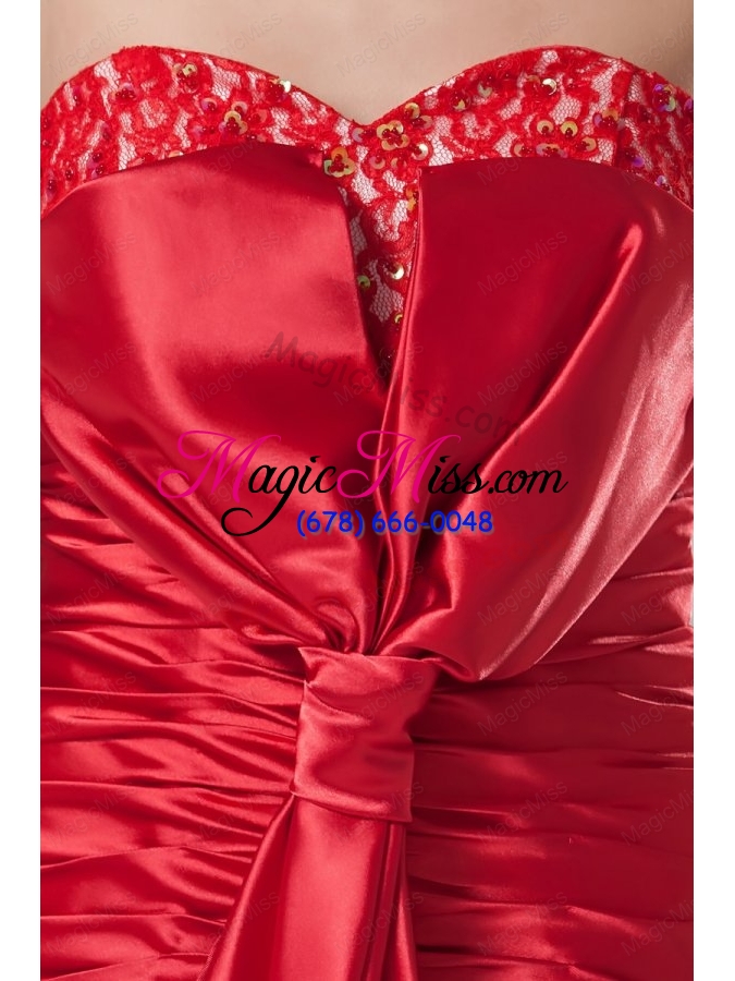 wholesale red sweetheart column floor length ruching taffeta prom dress