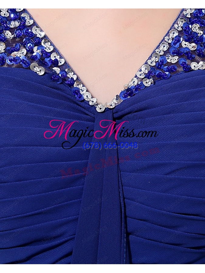 wholesale empire v neck floor length chiffon beading blue prom dress