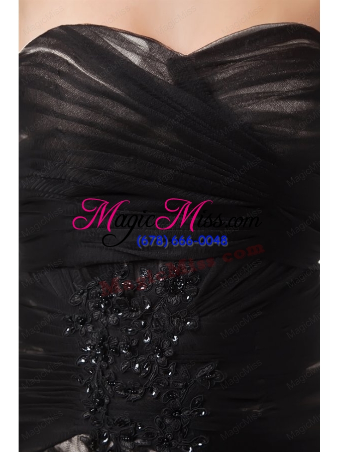 wholesale formal empire sweetheart court train black tulle ruching  prom dress